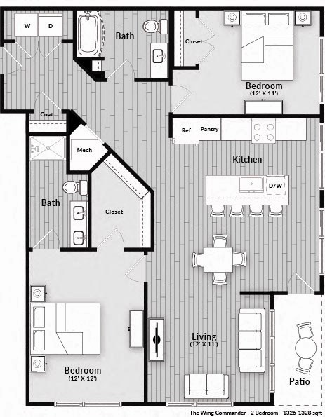 The Wing Commander Floorplan at The Harrison, Pennsylvania, 19073